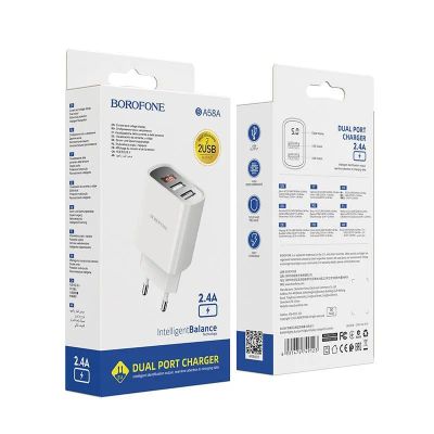 Лот: 22146519. Фото: 1. СЗУ BOROFONE BA-58A DUAL USB LED... Зарядные устройства, блоки питания, адаптеры сетевые для смартфонов