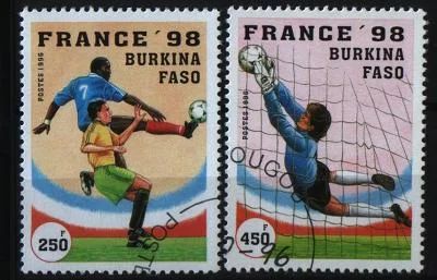 Лот: 7069620. Фото: 1. Буркина-Фасо 1996г футбол 2марки. Марки