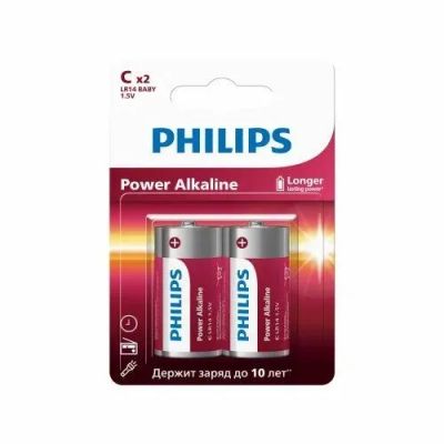 Лот: 25794321. Фото: 1. Батарейка Philips LR14/2BL Power... Батарейки, аккумуляторы, элементы питания