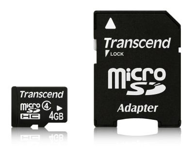 Лот: 5057720. Фото: 1. Карта памяти microSD HC 4 GB Transcend... Карты памяти