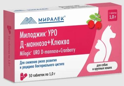 Лот: 24868650. Фото: 1. Милоджик Уро Д-манноза+клюква... Лекарства для животных, ветеринарные препараты