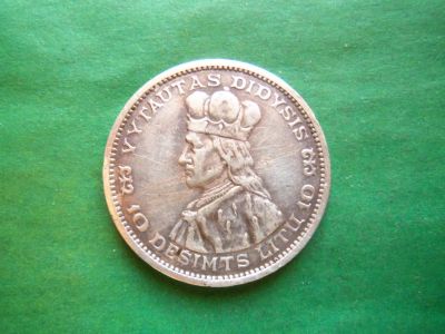 Лот: 24656231. Фото: 1. Литва 10 лит 1936 г.,серебро. Страны СНГ и Балтии