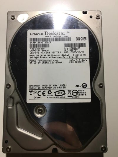 Лот: 8961829. Фото: 1. Жесткий диск Hitachi на 500 Гб. Жёсткие диски (HDD)