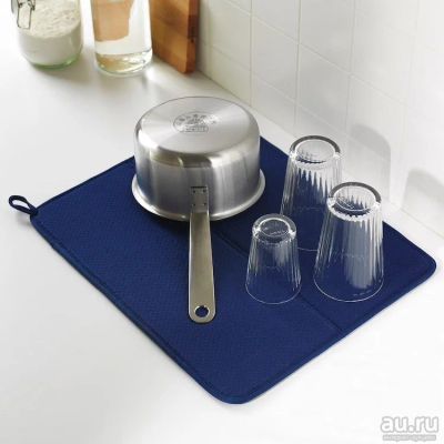 Лот: 18566297. Фото: 1. Коврик для сушки посуды, синий... Другое (посуда, кухонная утварь)