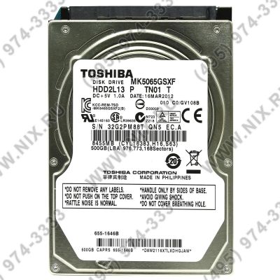 Лот: 15390703. Фото: 1. Жесткий диск Toshiba MK5065GSXF... Жёсткие диски (HDD)