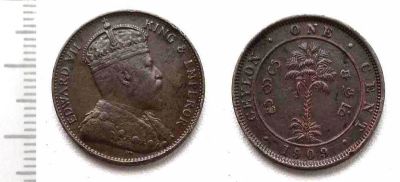 Лот: 8272718. Фото: 1. Цейлон. 1 цент 1909 №17703. Азия
