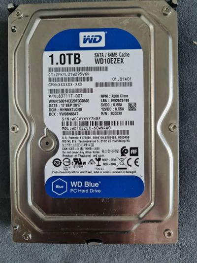 Лот: 25730299. Фото: 1. Жесткий диск WD Blue 1 Тб, SATA... Жёсткие диски (HDD)