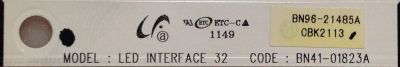 Лот: 6195613. Фото: 1. LCD LED Interface 32, BN41-01823A... Запчасти для телевизоров, видеотехники, аудиотехники