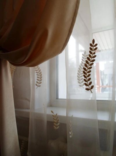 Лот: 4937777. Фото: 1. Органза с аппликацией "Колосок... Шторы, тюль