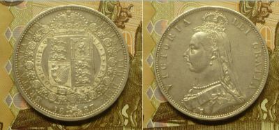 Лот: 18796534. Фото: 1. половина кроны 1887 г Великобритания. Великобритания и острова