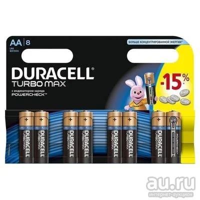 Лот: 11780530. Фото: 1. Duracell Turbo MAX 8 штук С РУБЛЯ... Батарейки, аккумуляторы, элементы питания