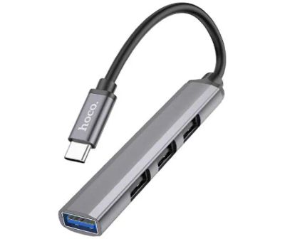 Лот: 21035475. Фото: 1. HUB Type-C Hoco HB26 - Темно-серый. USB хабы