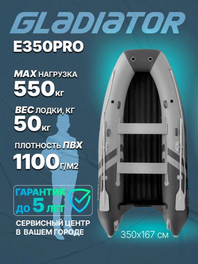 Лот: 25681799. Фото: 1. Надувная лодка GLADIATOR E 350... Другое (спортивная одежда)
