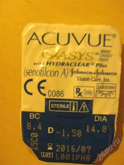 Лот: 2248757. Фото: 1. Линза для глаз ACUVUE_ OASYS... Контактные линзы