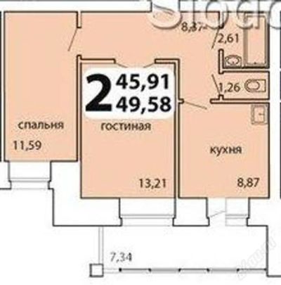 Лот: 1952729. Фото: 1. Продам 2-к квартиру, ул. Юшкова... Квартиры, студии