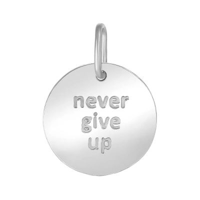 Лот: 23838688. Фото: 1. Подвеска Never give up из серебра. Кулоны, подвески