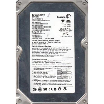 Лот: 3307627. Фото: 1. Seagate ST380011A 80Gb IDE (БЭДы... Жёсткие диски (HDD)