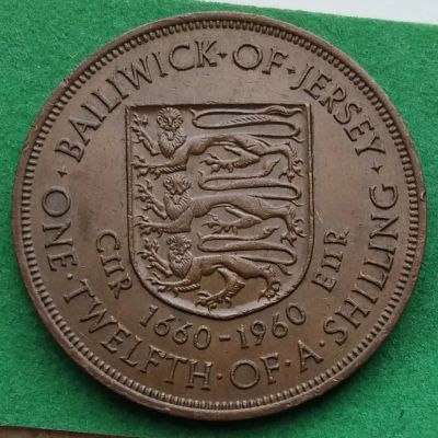 Лот: 18954300. Фото: 1. Джерси 1/12 шиллинга 1960 300... Великобритания и острова
