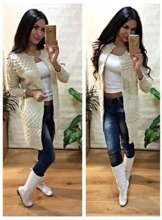 Лот: 7034393. Фото: 1. Кардиган с жемчугом бежевый 44... Свитеры, толстовки, худи