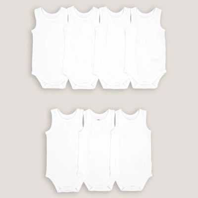 Лот: 24225829. Фото: 1. Комплект из 7 белых боди LaRedoute. Ползунки, распашонки, слипы