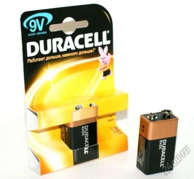 Лот: 5737216. Фото: 1. батарейка duracell 6LR61 (крона... Батарейки, аккумуляторы, элементы питания
