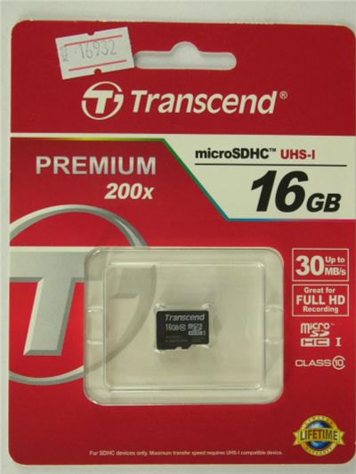 Лот: 8914554. Фото: 1. Карта памяти MicroSDHC 16Gb Transcend... Карты памяти