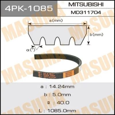 Лот: 18589879. Фото: 1. Ремень ручейковый masuma 4PK-1085. Расходные материалы