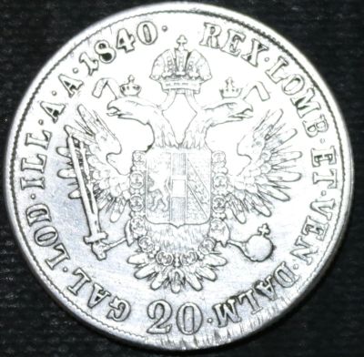 Лот: 12636924. Фото: 1. Австрия. 20 крейцеров. 1840 год... Остальные страны