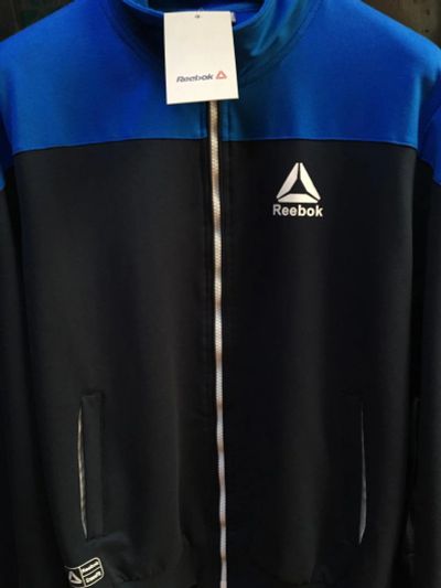 Лот: 7917692. Фото: 1. Толстовка Reebok на молнии синяя. Свитеры, толстовки, худи