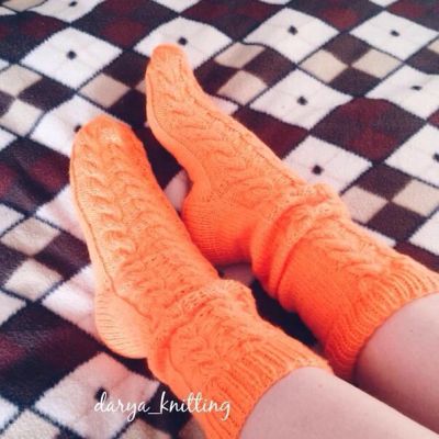 Лот: 6698710. Фото: 1. Гольфы оранжевые новые ручная... Колготки, чулки
