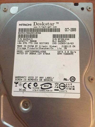 Лот: 10702548. Фото: 1. Жесткий диск (винчестер) 500Гб... Жёсткие диски (HDD)