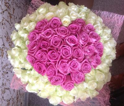 Лот: 4264209. Фото: 1. Букет из 101 розы "Сердце". Свежие цветы
