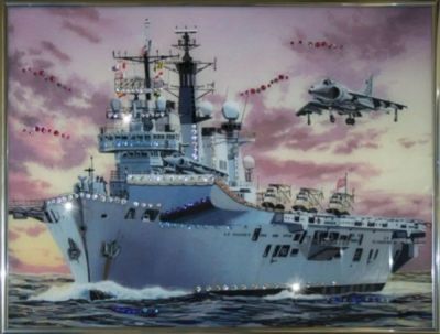 Лот: 21290821. Фото: 1. Картина Военный корабль с кристаллами... Другое (сувениры, подарки)