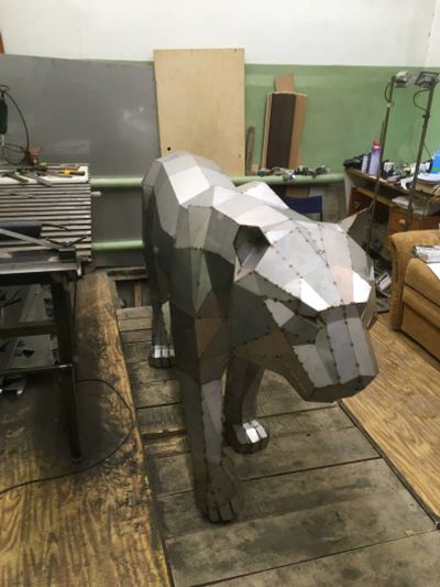 Лот: 25855461. Фото: 1. Скульптура тигра из нержавеющей... Другое (живопись, скульптура, фото)