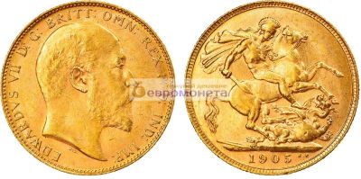 Лот: 19267142. Фото: 1. Австралия 1 соверен 1905 год... Австралия и Океания