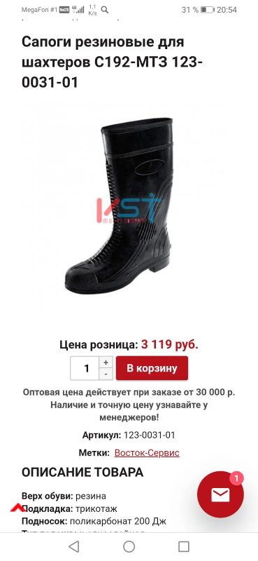 Лот: 18445272. Фото: 1. Сапоги резиновые. Спецодежда, спецобувь