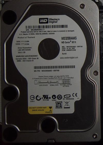 Лот: 5480489. Фото: 1. 320 Gb, 7200 RPM Sаta, Western... Жёсткие диски (HDD)