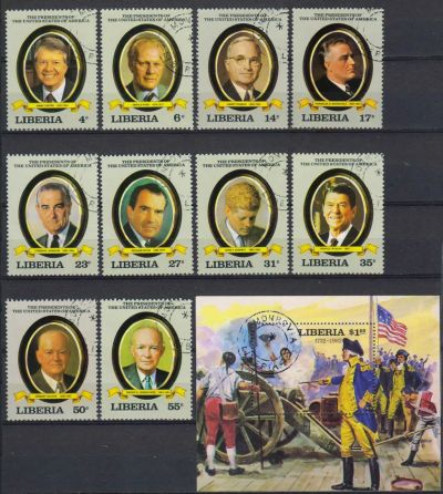 Лот: 19852878. Фото: 1. 1982. Либерия. Президенты Соединенных... Марки