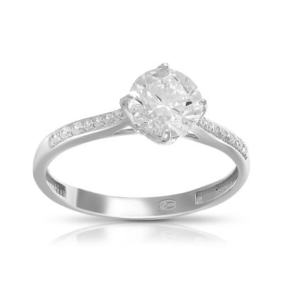 Лот: 23801429. Фото: 1. Кольцо из серебра с фианитом SWAROVSKI... Кольца, перстни