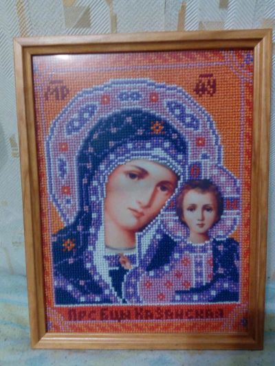 Лот: 10952830. Фото: 1. Вышивка. Богородица Казанская. Вышивание