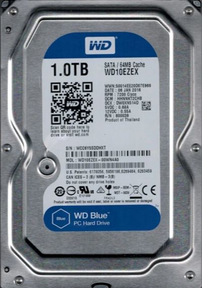 Лот: 10430346. Фото: 1. Western Digital WD10ezex 1 Tb. Жёсткие диски