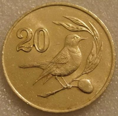 Лот: 8529571. Фото: 1. 20 центов 1985 Кипр птица на ветке. Европа