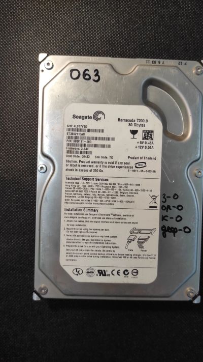 Лот: 21165821. Фото: 1. Жесткий диск Seagate ST3802110AS. Жёсткие диски (HDD)