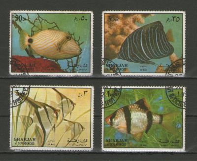 Лот: 9473154. Фото: 1. Почтовые марки Шарджа. Рыбы. 1972... Марки