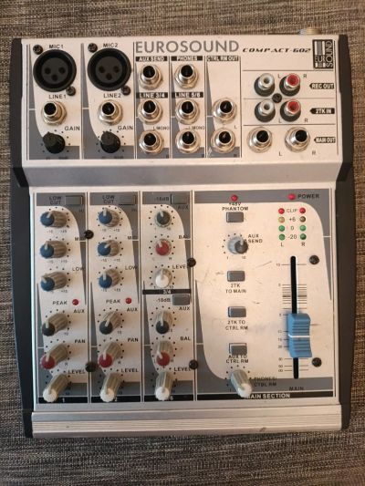 Лот: 25401537. Фото: 1. Микшерный пульт Eurosound Compact-602... Микшеры, предусилители, микрофонные эффекты