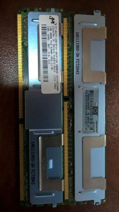 Лот: 10651134. Фото: 1. 2 планки по 1 Гб HP DDR2 PC2-5300F-555-11-B1... Оперативная память