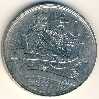 Лот: 9495381. Фото: 1. Латвия 50 сантимов 1922 год. Девушка... Страны СНГ и Балтии