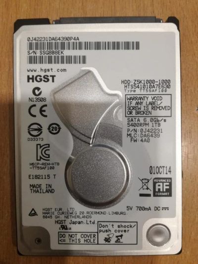Лот: 11058982. Фото: 1. Жесткий диск 1000Gb HGST HTS541010A7E630. Жёсткие диски (HDD)