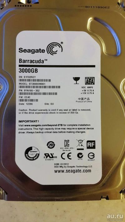 Лот: 13638701. Фото: 1. HDD Seagate Barracuda 3Tb ST3000DM001... Жёсткие диски (HDD)