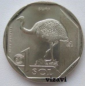 Лот: 12955214. Фото: 1. Перу 1 соль 2018. Страус Нанду... Америка